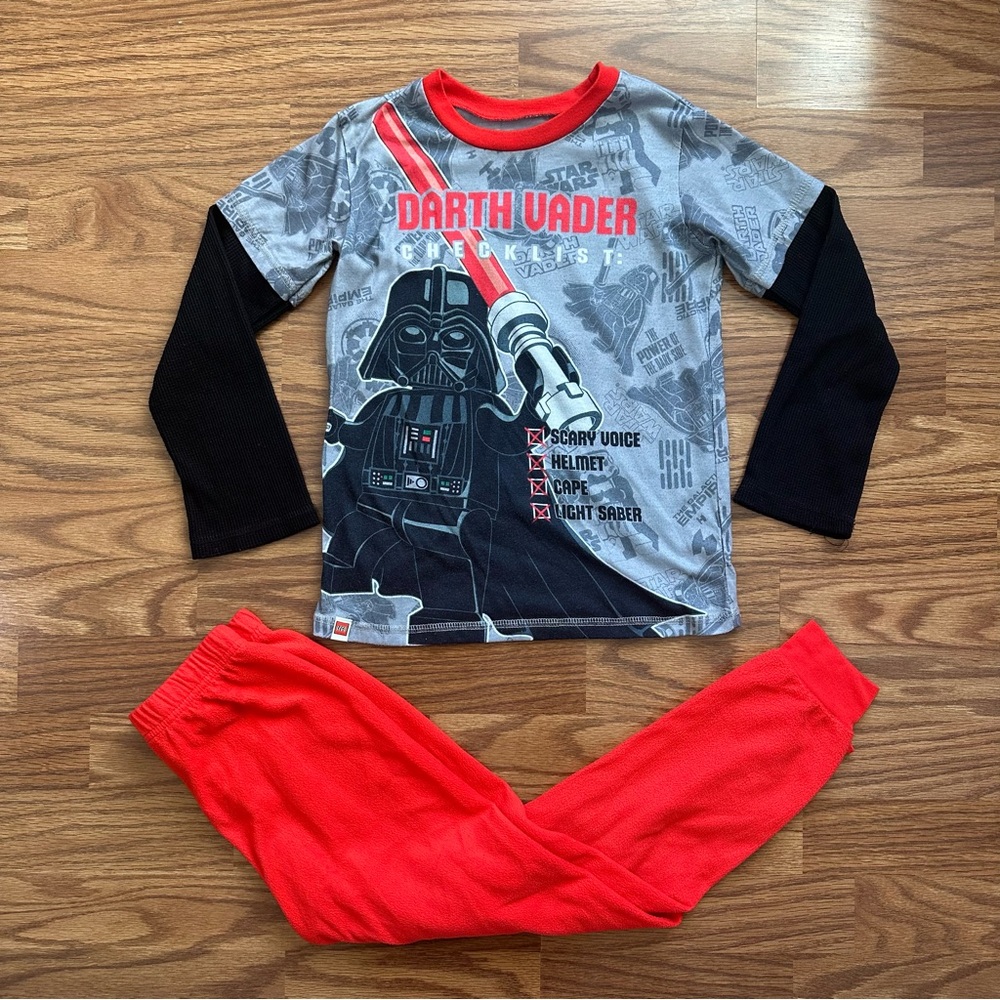 2pc LEGO Star Wars Darth Vader Size 8 Long Sleeve Pajamas Set Fleece Red EUC!